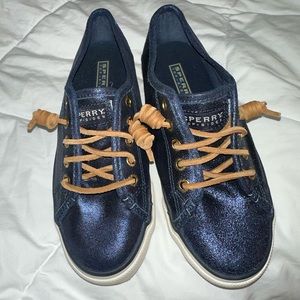 woman’s Sperry rare navy metallic shoes 5.5